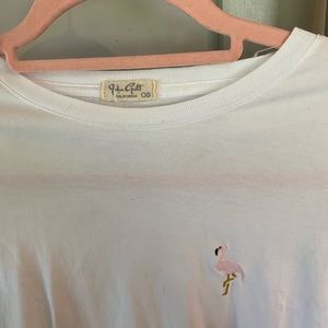 Brandy Melville Flamingo Embroidered Shirt